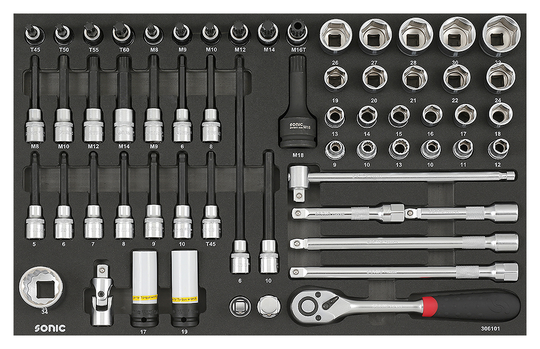 Sonic Socket set 1/2", 61-piece 306101