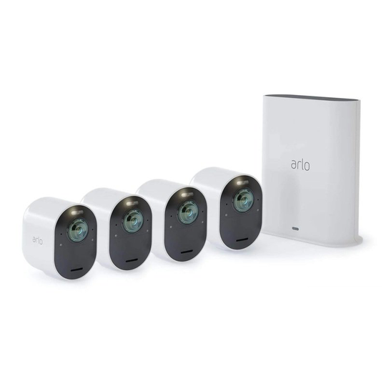 Arlo Ultra2 Wireless Home Security Camera System CCTV, 6-month battery life, WiFi, Alarm, Colour Night Vision, Indoor or Outdoor, 4K UHD, 2-Way Audio, Spotlight, 180° View, 4 Camera Kit