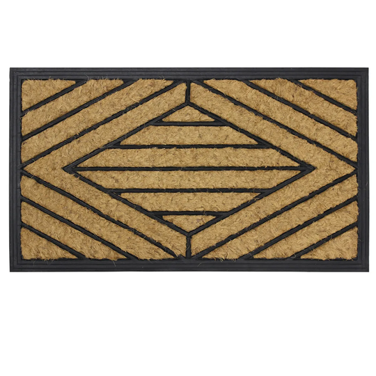 JVL 40x70cm Comfort Rubber Scrape Coir Doormat - Square Pattern