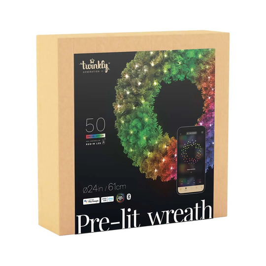 Twinkly Pre-lit 60cm Wreath With 50 Multicoloured Smart LEDs