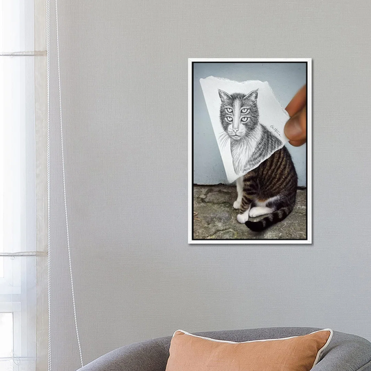 Pencil vs. Camera 6 - 4 Eyes Cat by Ben Heine - Graphic Art Print on Canvas