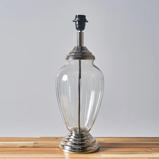 Glora 44.5Cm Silver/Clear Table Lamp Base