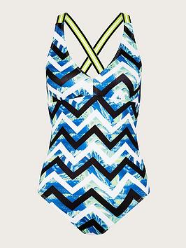 Monsoon Girls S.E.W. Storm Chevron Marble Swimsuit - Multi