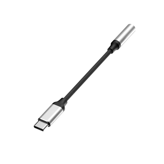 USB Type C DAC to 3.5mm Earphone Jack Adapter Digital Braided Silver