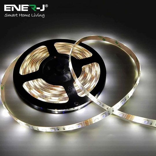 ENER-J Smart Wifi Rgb+cct Changing 5M Plug & Play Led Strip Kit Ip65 White
