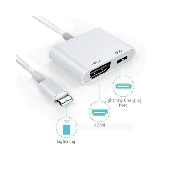 Apple iPhone iPad 5 6 7 8 Plus X to HDMI Digital AV Adapter Cable