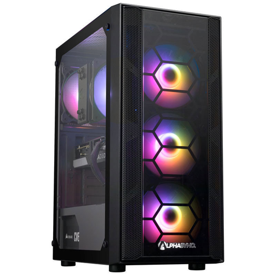 AlphaSync Onyx Gaming Desktop PC AMD Ryzen 5 5600G 3.9GHz 16GB RAM 1TB HDD 500GB SSD RX 6500XT Windows 11 Home