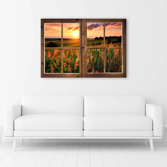 Canvas Print Window Flowers Nature Meadow