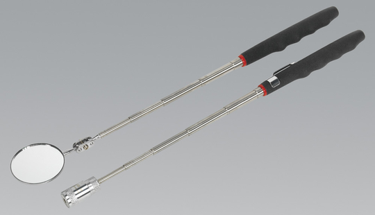Siegen S0941 Telescopic Magnetic LED Pick-Up Tool & Inspection Mirror Set 2pc