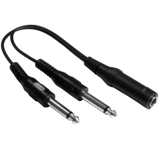 6.35mm 1/4" Mono Y Splitter Adapter Cable 2x Male to Female Socket Microphone Jack