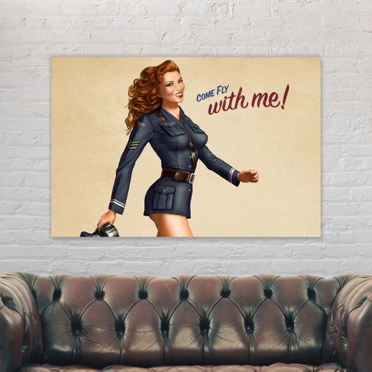 Come Fly with Me Pin up Retro - Wrapped Canvas Art Prints
