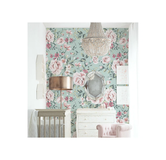 Areonna Floral Vintage Pastel Roses Pale Wallpaper