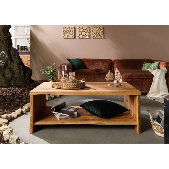 Solid Wood Sled Coffee Table with Storage