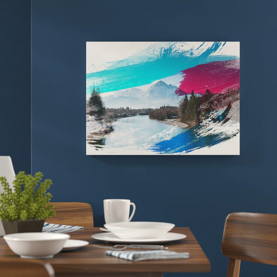 'Mountain Landscape, Lake and Forest' Graphic Art Print Poster