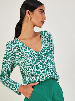 Monsoon Animal Print V-Neck Jumper