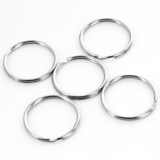 PACK OF 5 KEYRING SPLIT RING SET 25mm Round Metal Loop/Hoop Sprung Key O-Ring