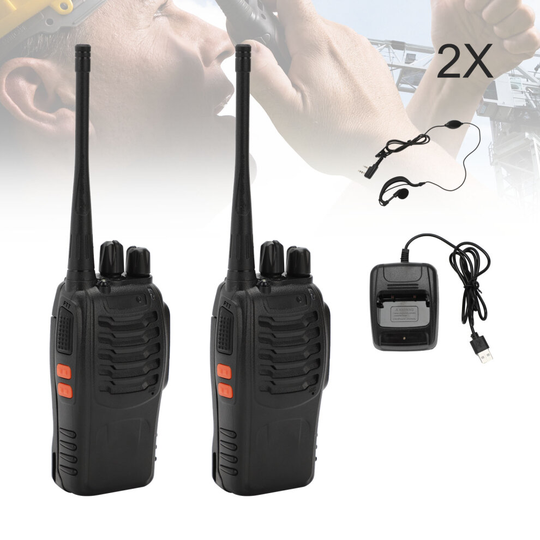 2 x Baofeng Walkie Talkies Long Range Two Way Radio with Headsets