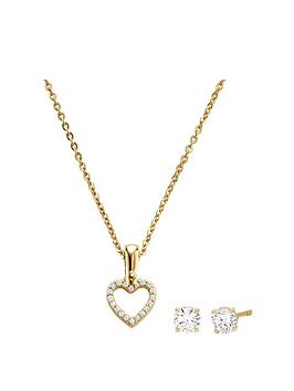 Michael Kors Premium Ladies Studd Earring And Necklace Set Sterling Silver