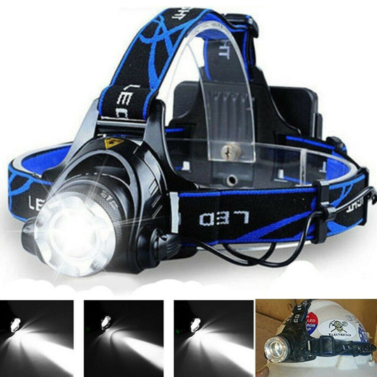 Zoomable T6 LED Headlamp Headlight Head Torch Camping Waterproof Flashlight