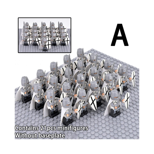 (A) 7 styles 21pcs minifigures ancient medieval soldiers without baseplate army building block