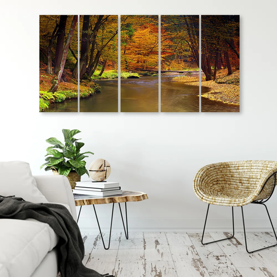 Canvas Print Autumn Forest River