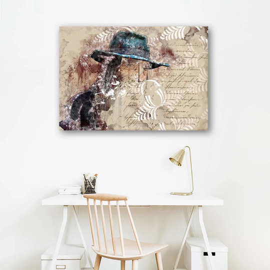 Canvas Print Woman With Hat Vintage