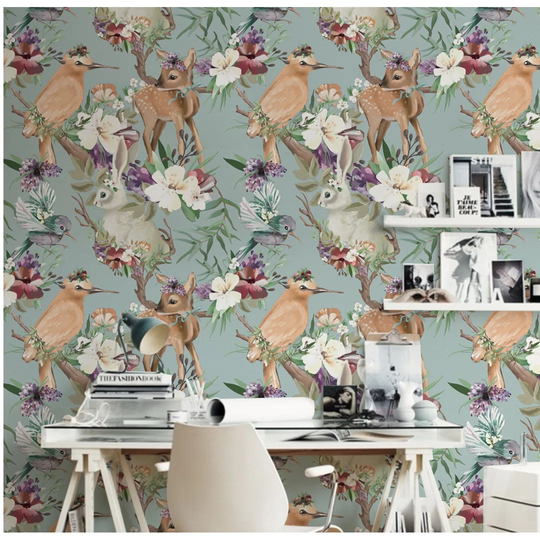 Kealey Forest Vintage Forest Animals Deer Wallpaper