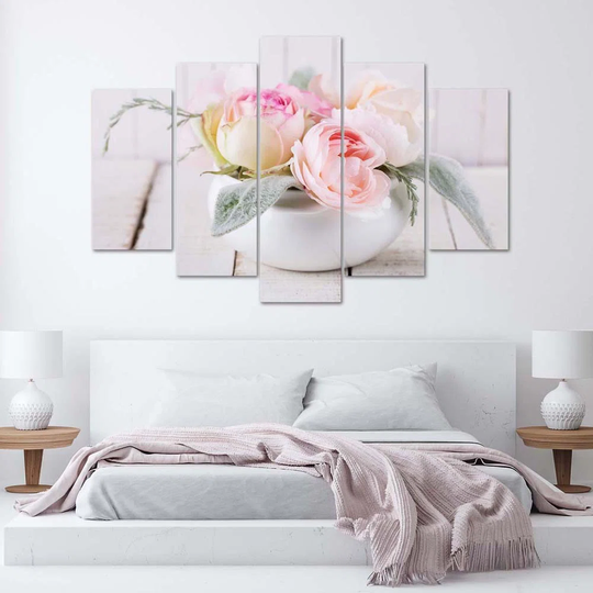 Canvas Print Roses Vase Flowers Nature