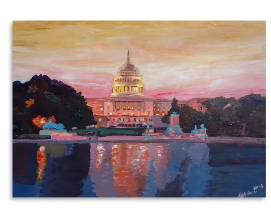 Washington Capitol 1 by M Bleichner - Unframed Painting Print on Paper
