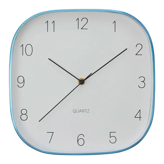 Premier Housewares Elko Square Wall Clock - Blue Finish Case with White Face