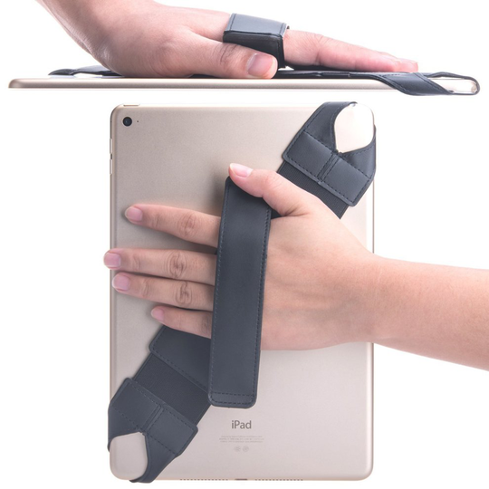 Universal Hand Strap Holder, SOOANN 360 Degrees Swivel Leather Handle Grip with Elastic Belt for 9.7 inches Pad and 10.1 inches Tablets (Samsung...