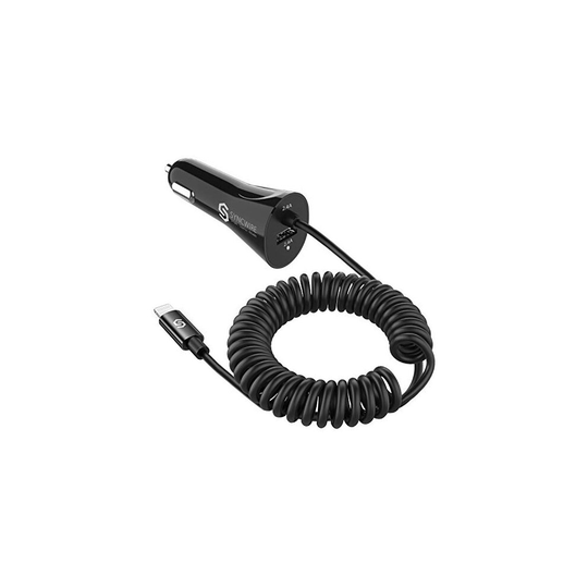 Syncwire iPhone Car Charger - Upgrade [Apple MFI Certified] 4.8A/24W Car Charging Adapter with Built-in Coiled Lightning Cable for Apple iPhone 1
