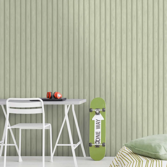 Holden Decor Wood Slat Soft Green Wallpaper