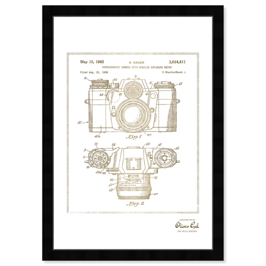 'Sauer Camera 1962' Framed Graphic Art in Gold