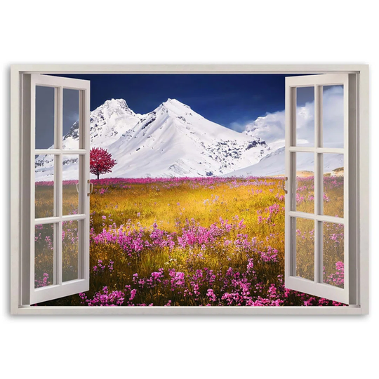 Canvas Print Window View Mountain
