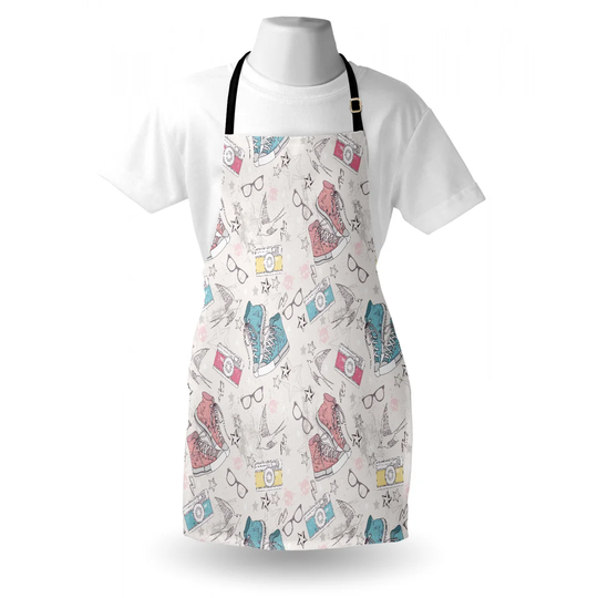 Sneakers Photo Cameras Glasses Birds and Stars Apron