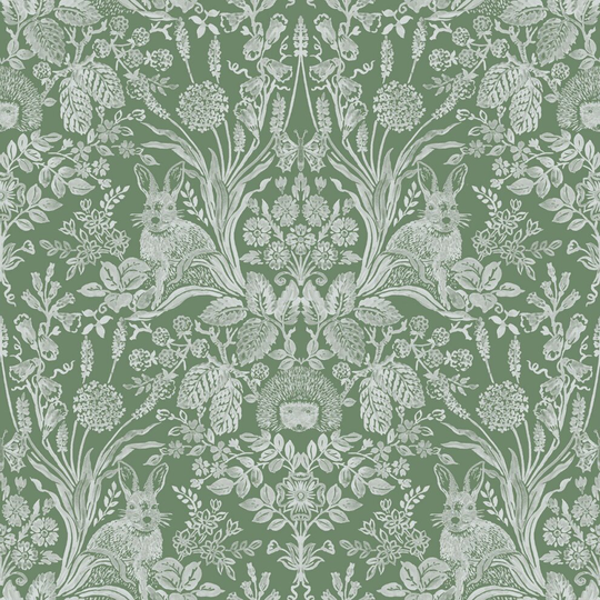 Harlen Woodland Damask Wallpaper Green World of Wallpaper 50342