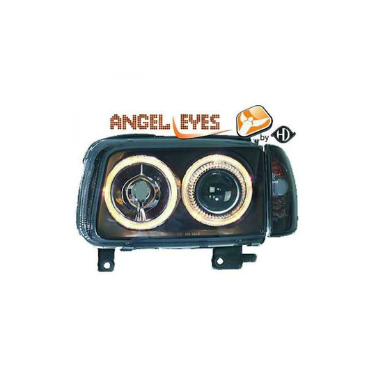 RHD LHD Projector Headlights Pair Angel Eyes Clear Black H7 H7 VW Polo 99-01 6N2