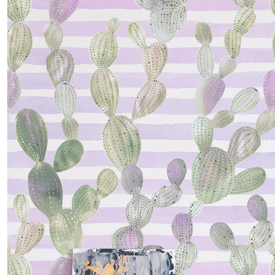 Guero Vintage Cacti Succulent Drawing Stripes Garden Wallpaper
