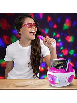 Rockjam 10-Watt Bluetooth Rechargeable Karaoke Machine With Wireless Microphone - Pink