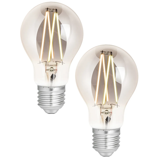 4lite WiZ Connected LED Smart A60 Filament Bulb Smoky ES (E27) Tuneable White & Dimmable - Twin Pack