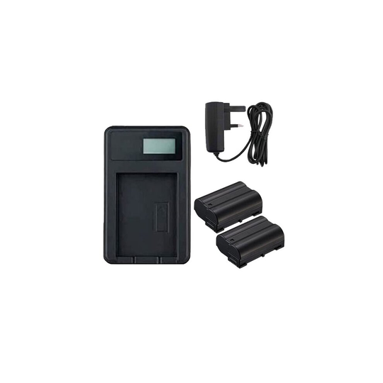 Mains Battery Charger and 2 Batteries For Nikon D750 DSLR Camera