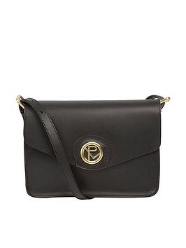 Pure Luxuries London Langdale Flap Over Leather Cross Body Bag - Black
