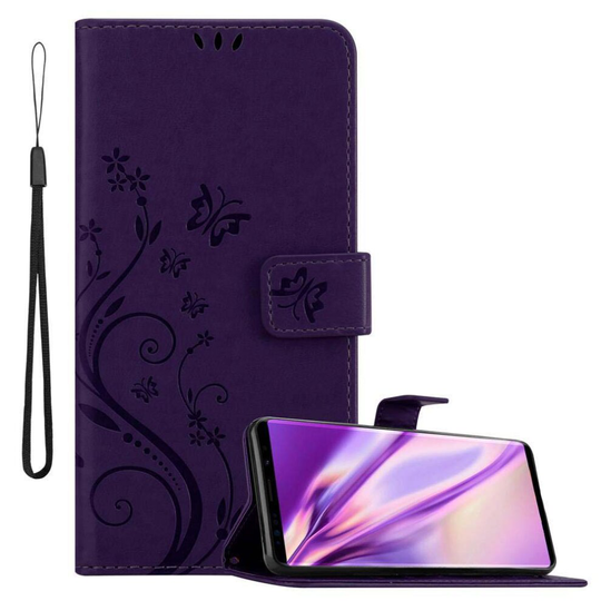 (FLORAL DUNKEL LILA, Samsung Galaxy NOTE 9) Cadorabo Flower Case for Samsung Galaxy NOTE 9 Cover Book Wallet Protection PU Leather Flip Magnetic Etui