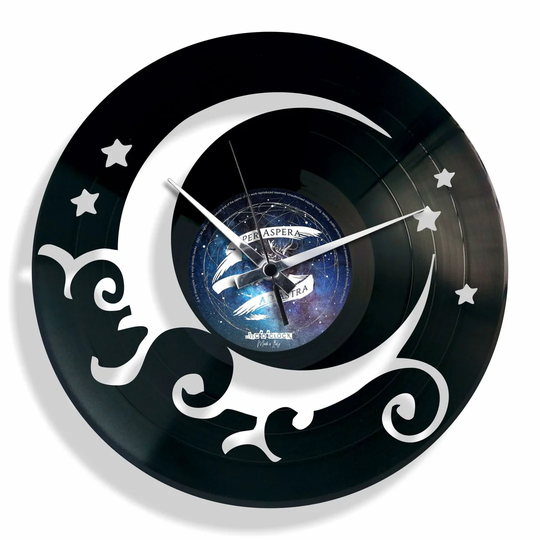 Vinyl with The Moon 30cm Silent Wall Clock
