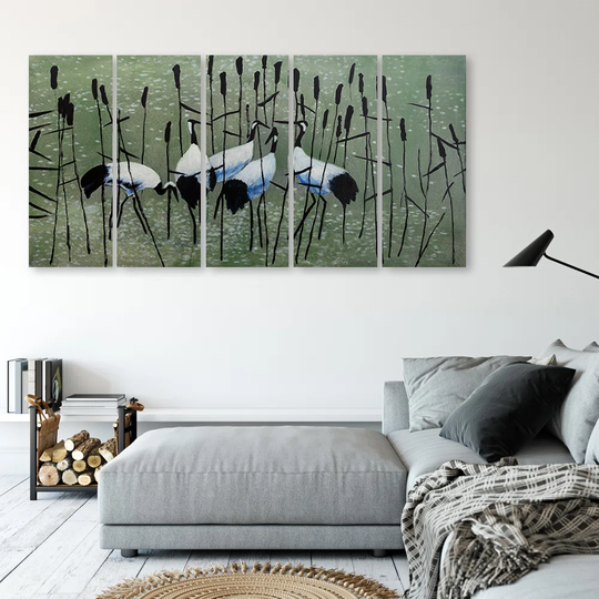 Canvas Print Cranes Birds Water Nature