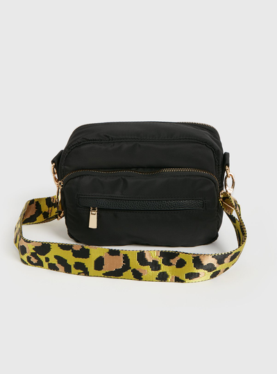 Black & Animal Print Camera Bag - One Size