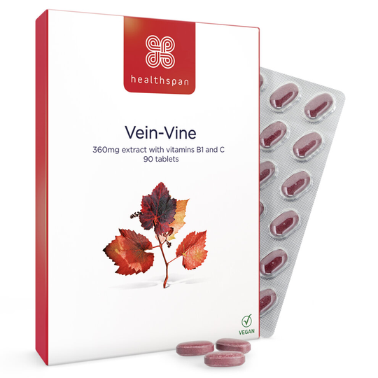 Healthspan Vein-Vine, 90 Tablets, Vitamins B1 & C, Vegan