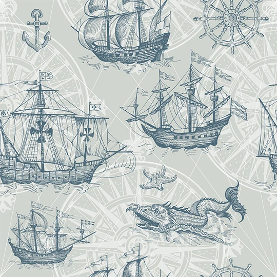 Walllpaper Roll 290X290cm Kitchen Livingroom Bedroom Mural Decoration Wallpaper Material With Print - Old Sailor Pastel