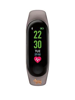 Radley Activity Tracker With Grey Silicone Strap And Rose Gold Dog Charm Ladies Watch